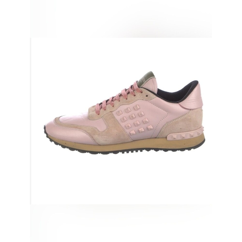 Valentino Garavani Women’s Pink Rockstud Leather Sneakers Size 37 Chic Designer